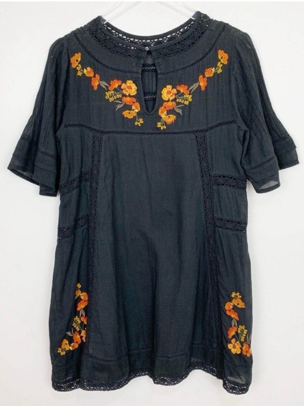 Free People Perfectly Victorian
Embroidered Mini Dress in Black & Orange, Small - Picture 10 of 13
